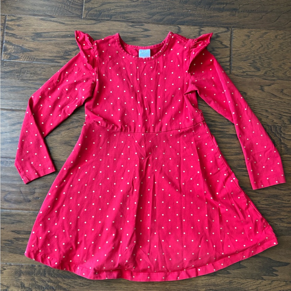 Hanna Andersson Long Sleeve Red with Gold Dots - Picture 2 of 5